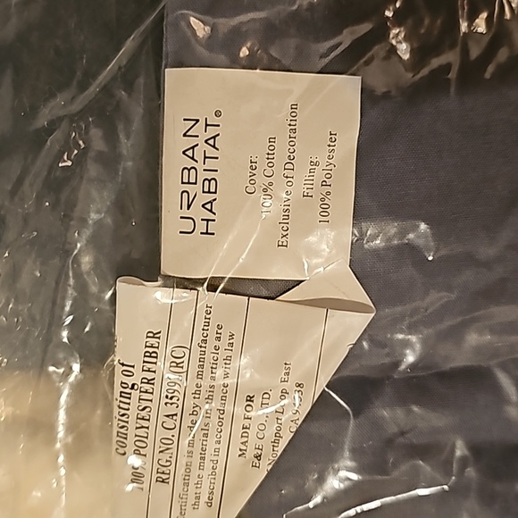 Urban habitat blue white geometric boho embroidered pillow - Picture 3 of 3